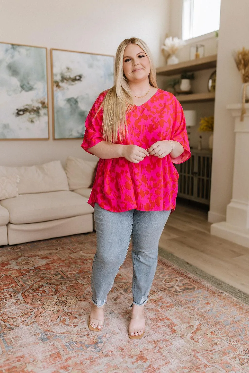 Hazel Blues® |  Unforgettable V-Neck Animal Print Blouse