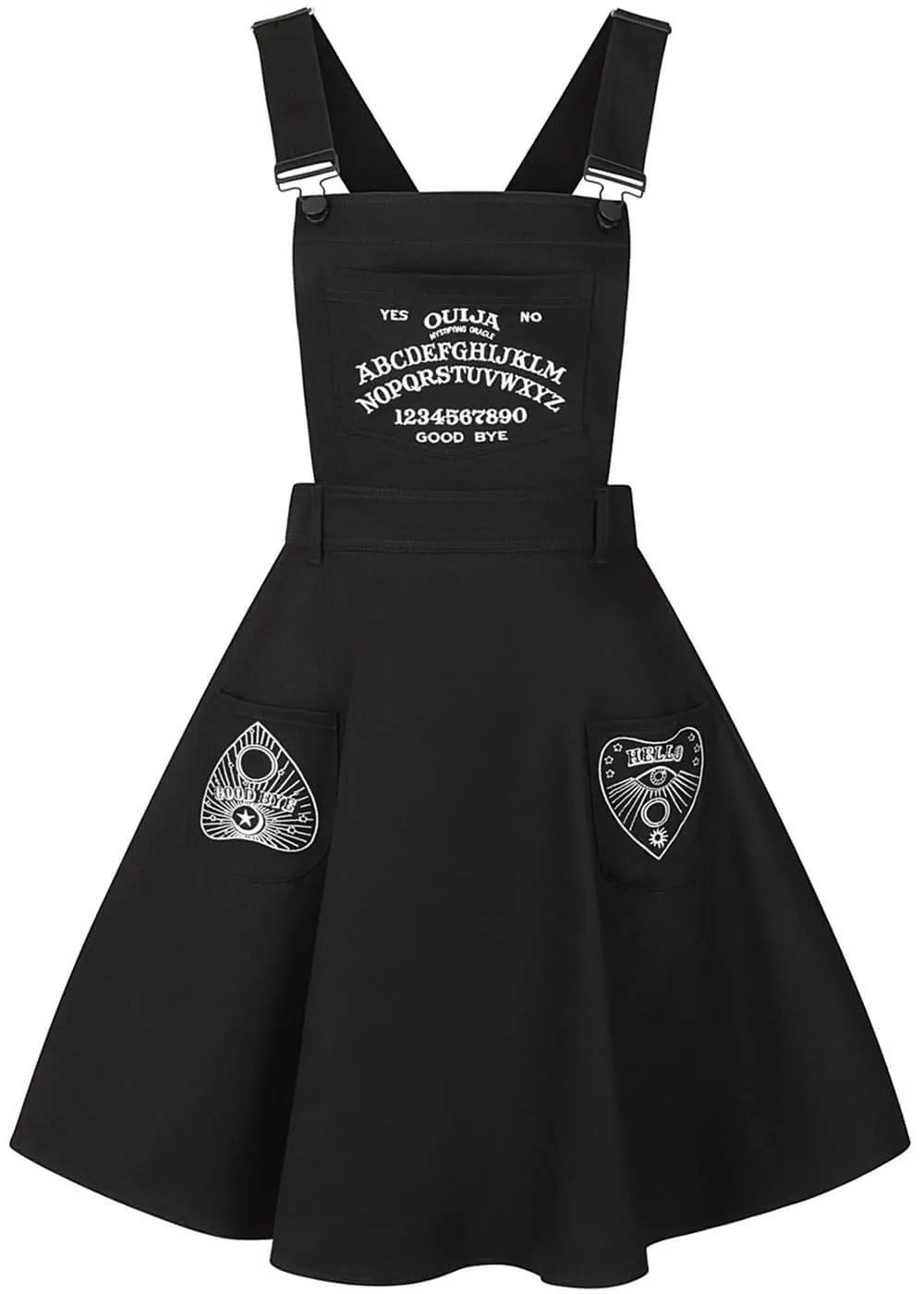 Hell Bunny Samara Ouija 60's Pinafore Jurk Zwart