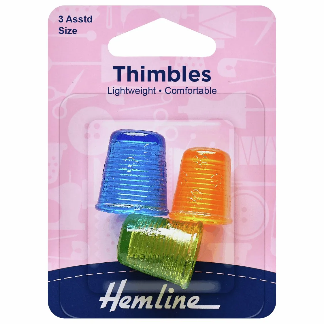 Hemline Thimble: Light Weight: 3 Assorted Sizes