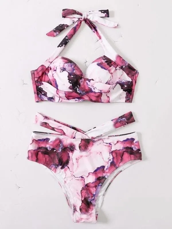 High Waist Bottoms Push Up Bikini set