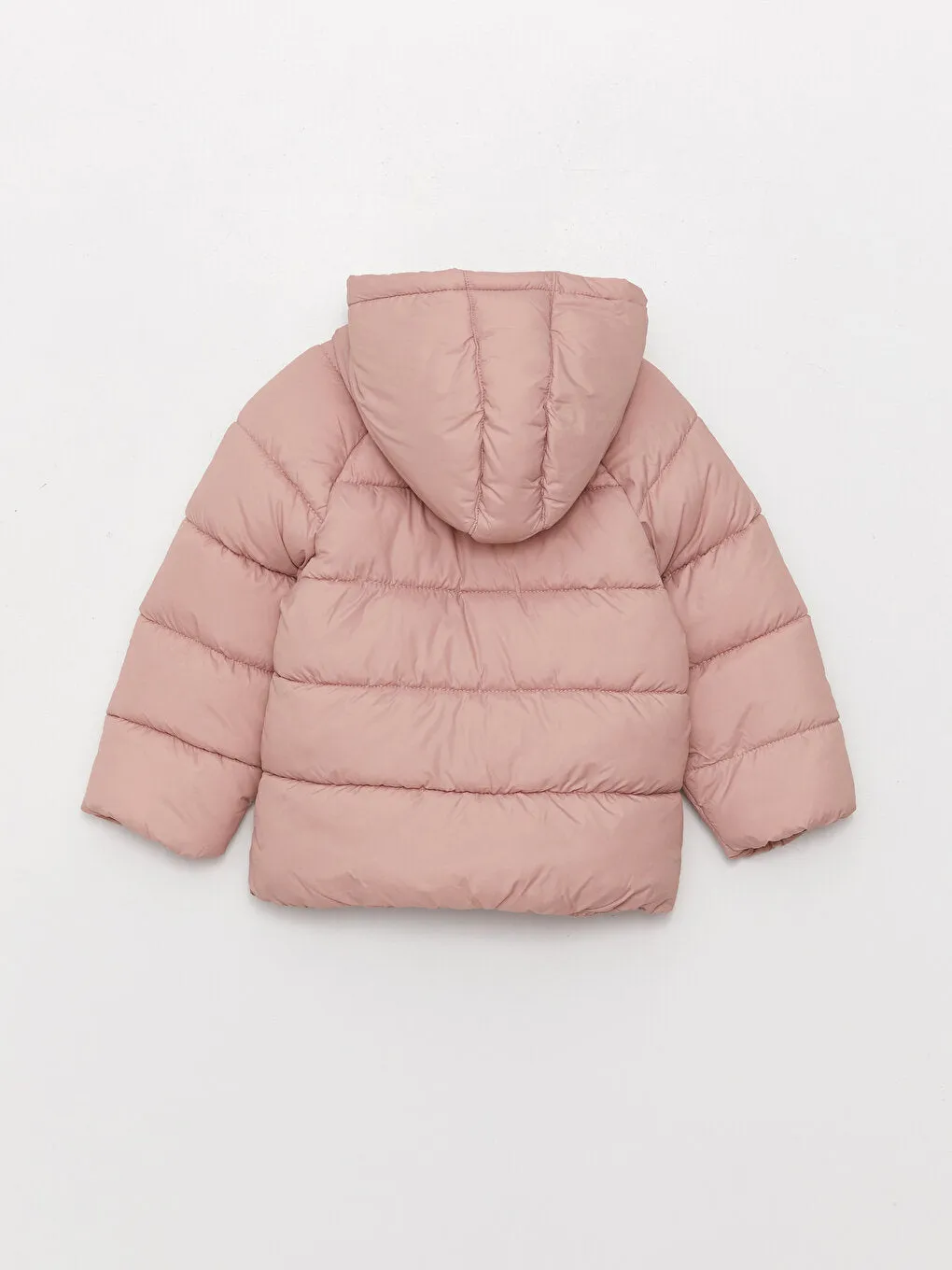 Hooded Long Sleeve Basic Baby Girl Zipper Puffer Coat