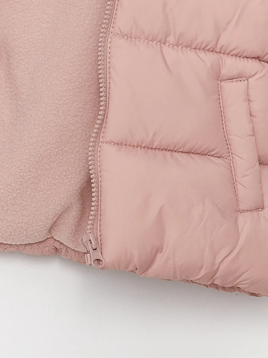 Hooded Long Sleeve Basic Baby Girl Zipper Puffer Coat