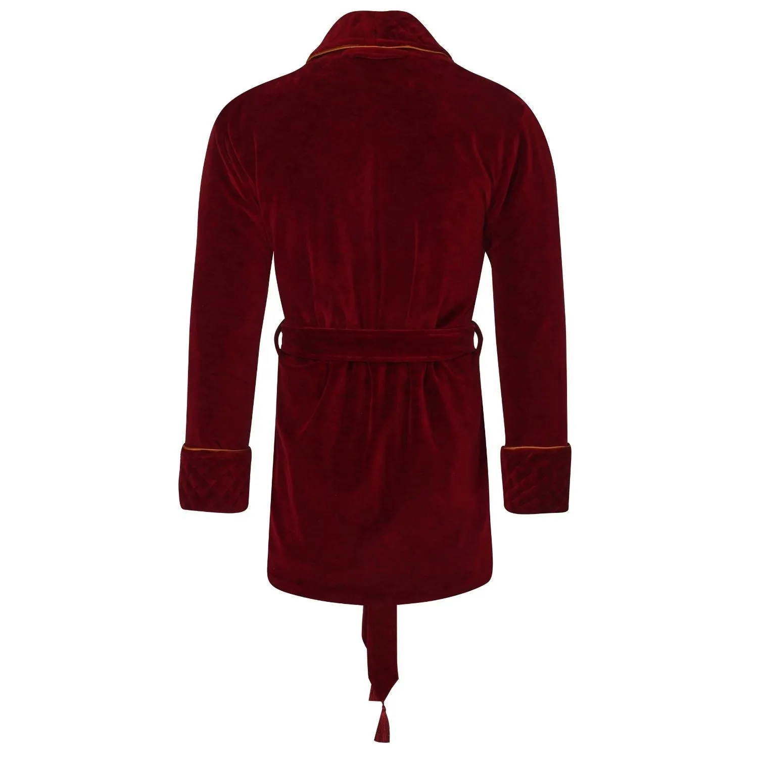 Howard Luxury Cotton Short Velvet Smoking Jacket in Burgundy