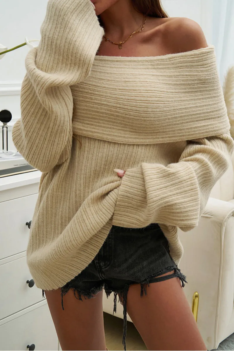 HWQ1228 Off-Shoulder Sweater Top