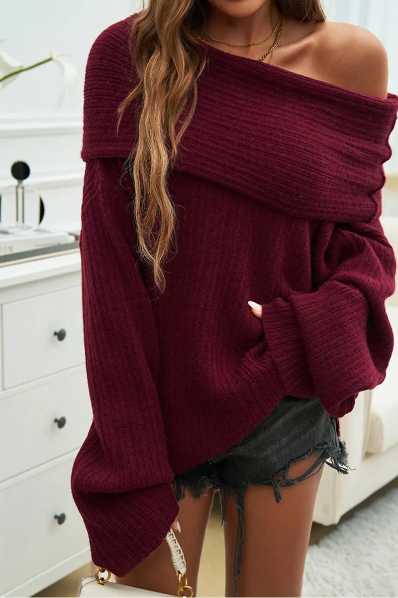 HWQ1228 Off-Shoulder Sweater Top