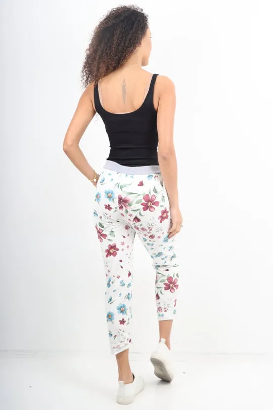 Italian Stretch Cotton Trousers ~ Flora Duo ~ ONE SIZE