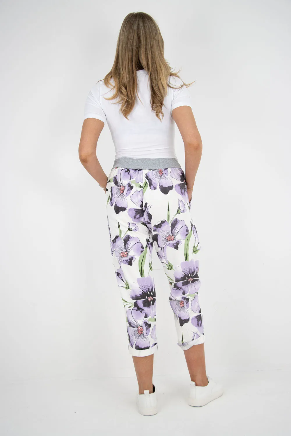 Italian Stretch Cotton Trousers ~ Hibiscus Lilac