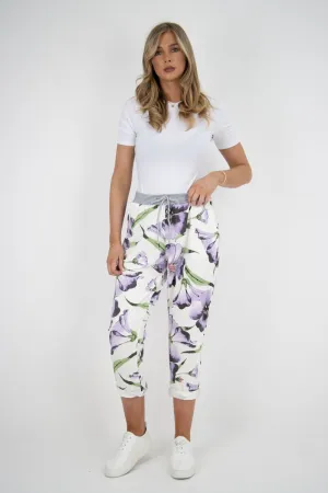 Italian Stretch Cotton Trousers ~ Hibiscus Lilac