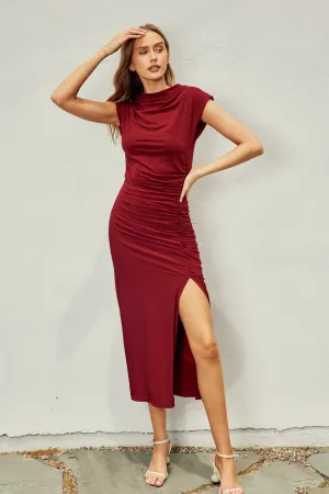 Jemma Mock Neck Midi Slit Dress