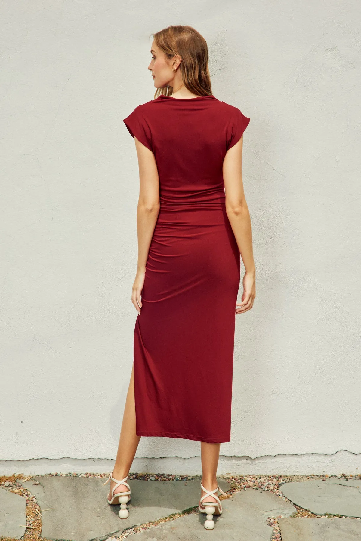 Jemma Mock Neck Midi Slit Dress