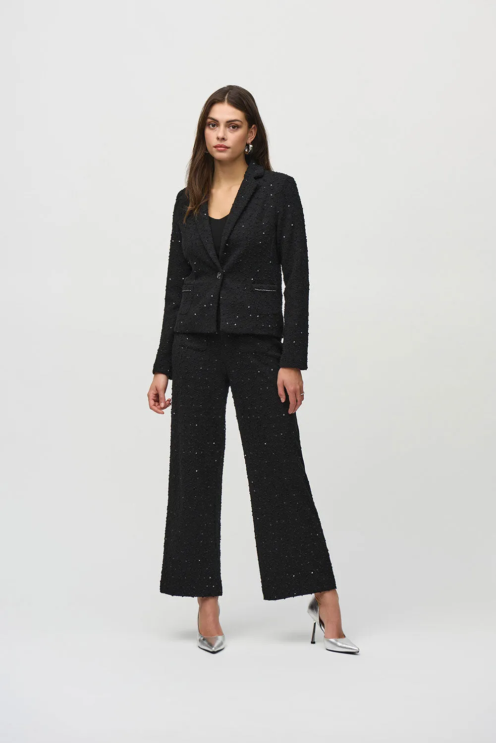 Joseph Ribkoff Sequin Bouclé Blazer with Chain Trim Detail Jr244203