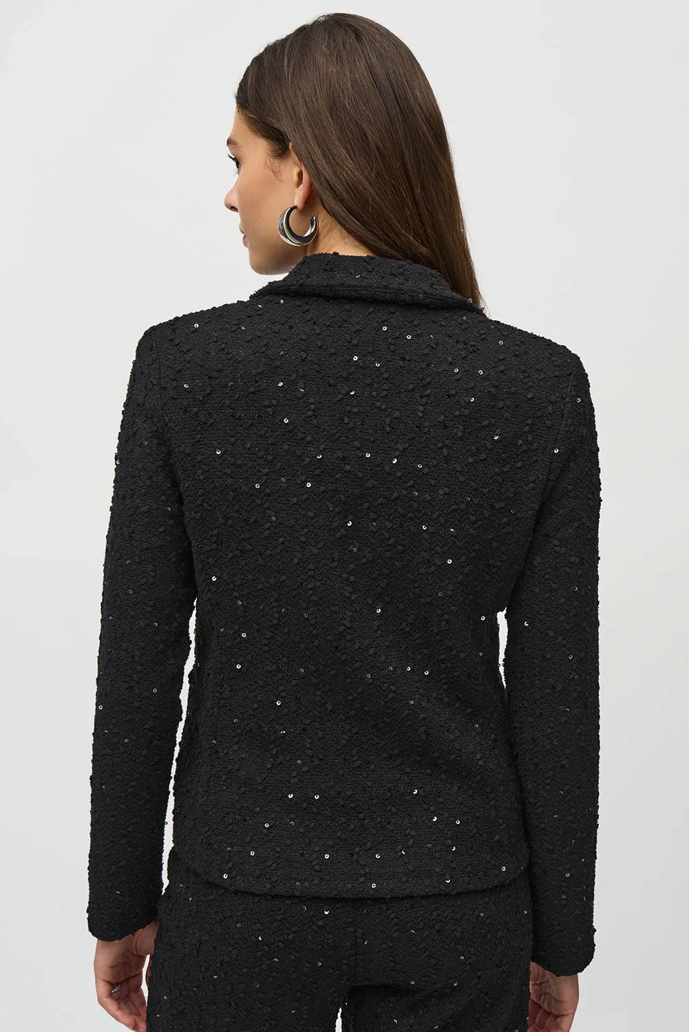 Joseph Ribkoff Sequin Bouclé Blazer with Chain Trim Detail Jr244203