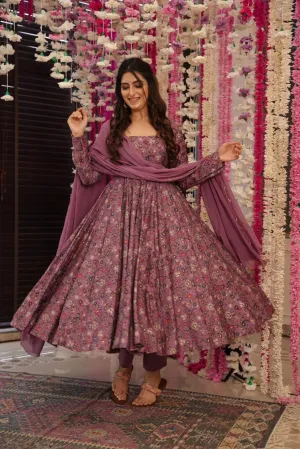Joy purple muslin suit set