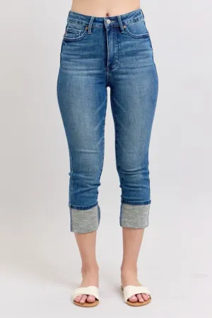 Judy Blue Full Size Skinny Cuff Capris Jeans with Pockets