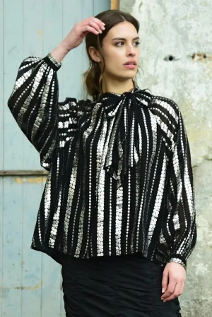 Just Bow With It Blouse - Black/Silver