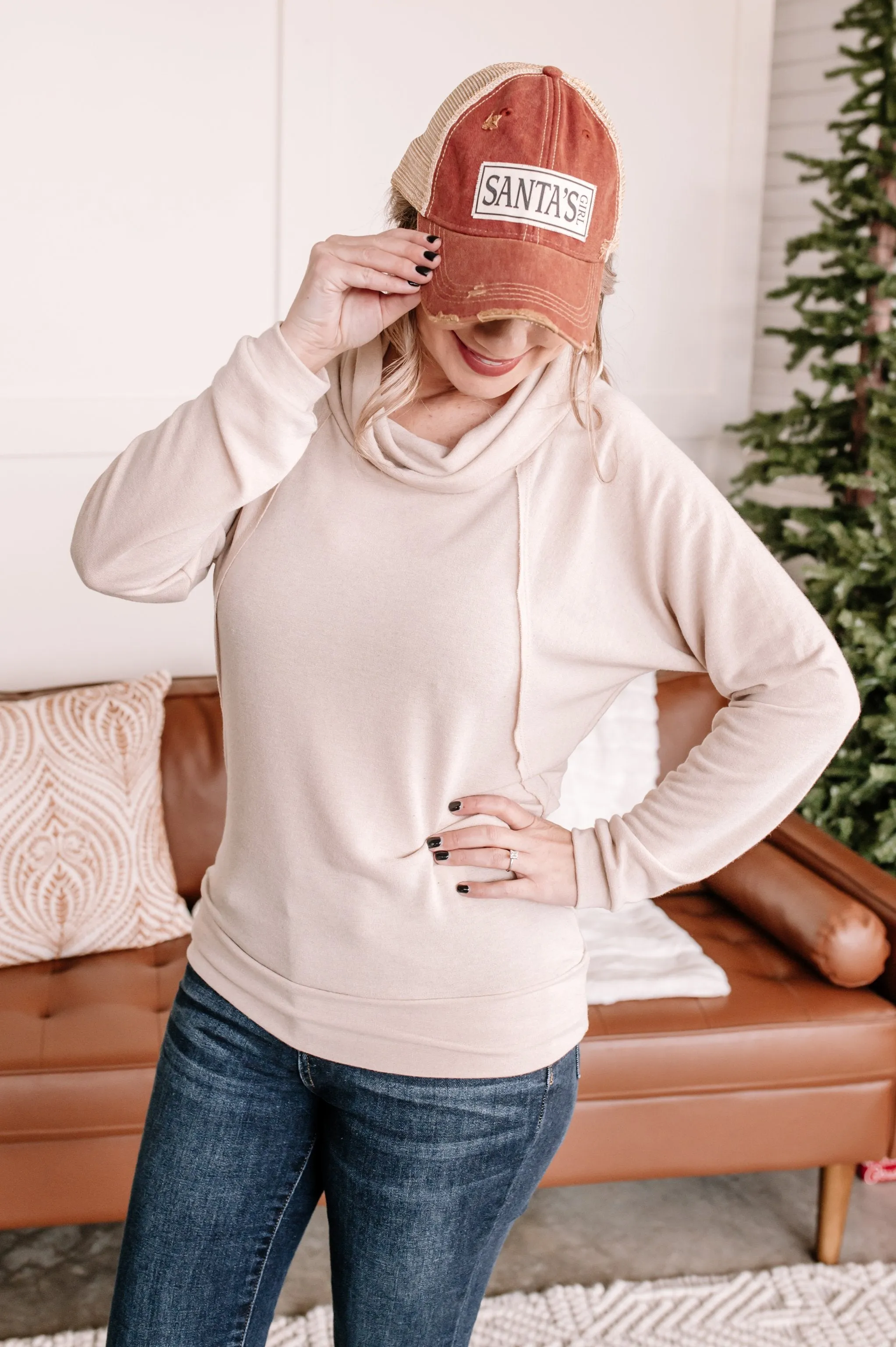 Just Warming Up Soft Terry Top in Taupe
