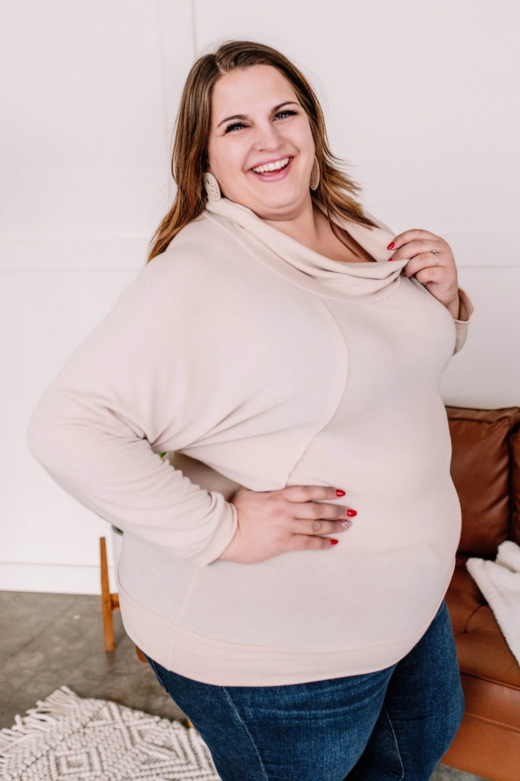 Just Warming Up Soft Terry Top in Taupe
