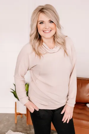 Just Warming Up Soft Terry Top in Taupe