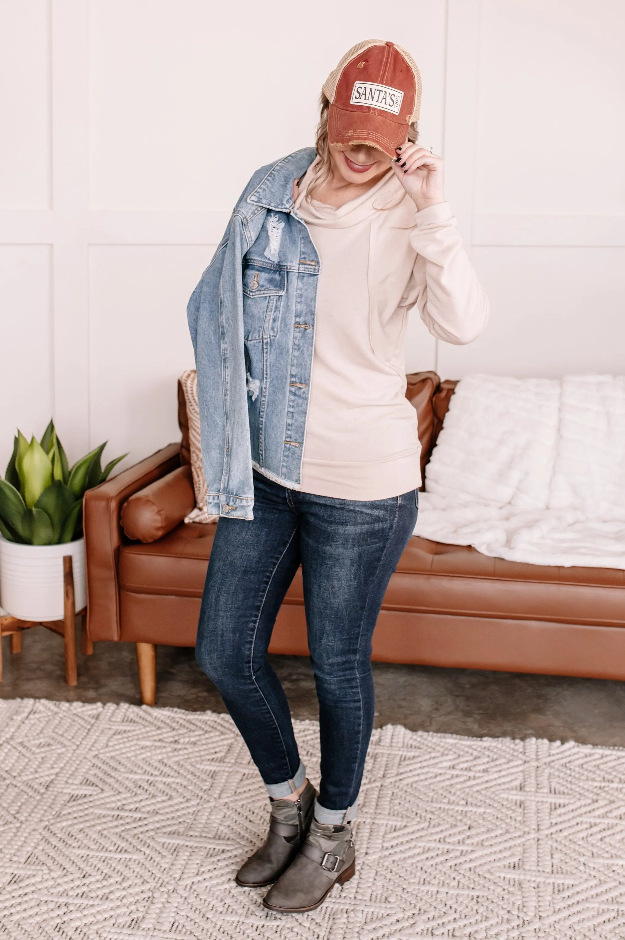 Just Warming Up Soft Terry Top in Taupe