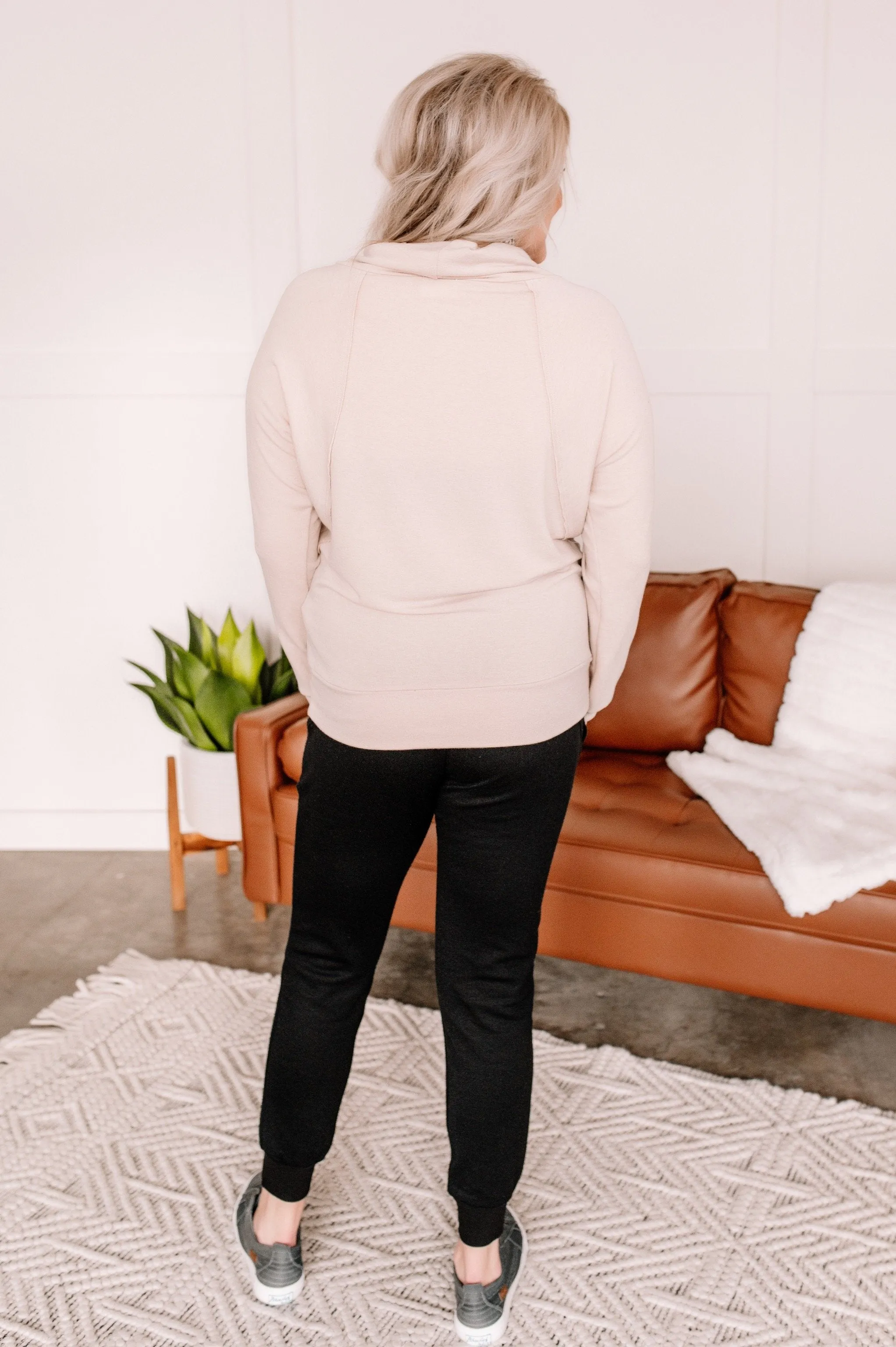 Just Warming Up Soft Terry Top in Taupe