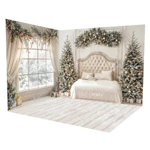 Kate Christmas Tree Headboard Bedroom White Curtains Room Set