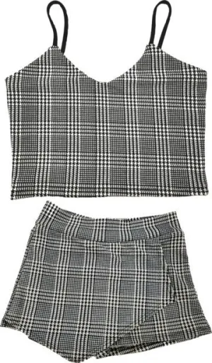 KIDS PLAID CROP TOP AND SKORT SET