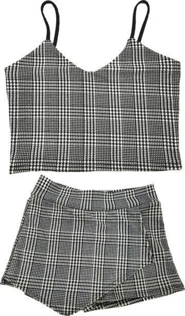 KIDS PLAID CROP TOP AND SKORT SET