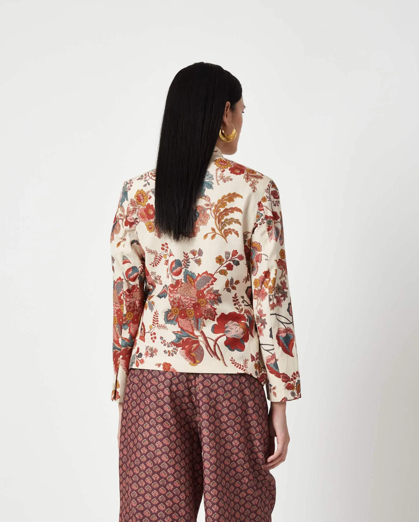 Kiruk ecru red embroidered jacket