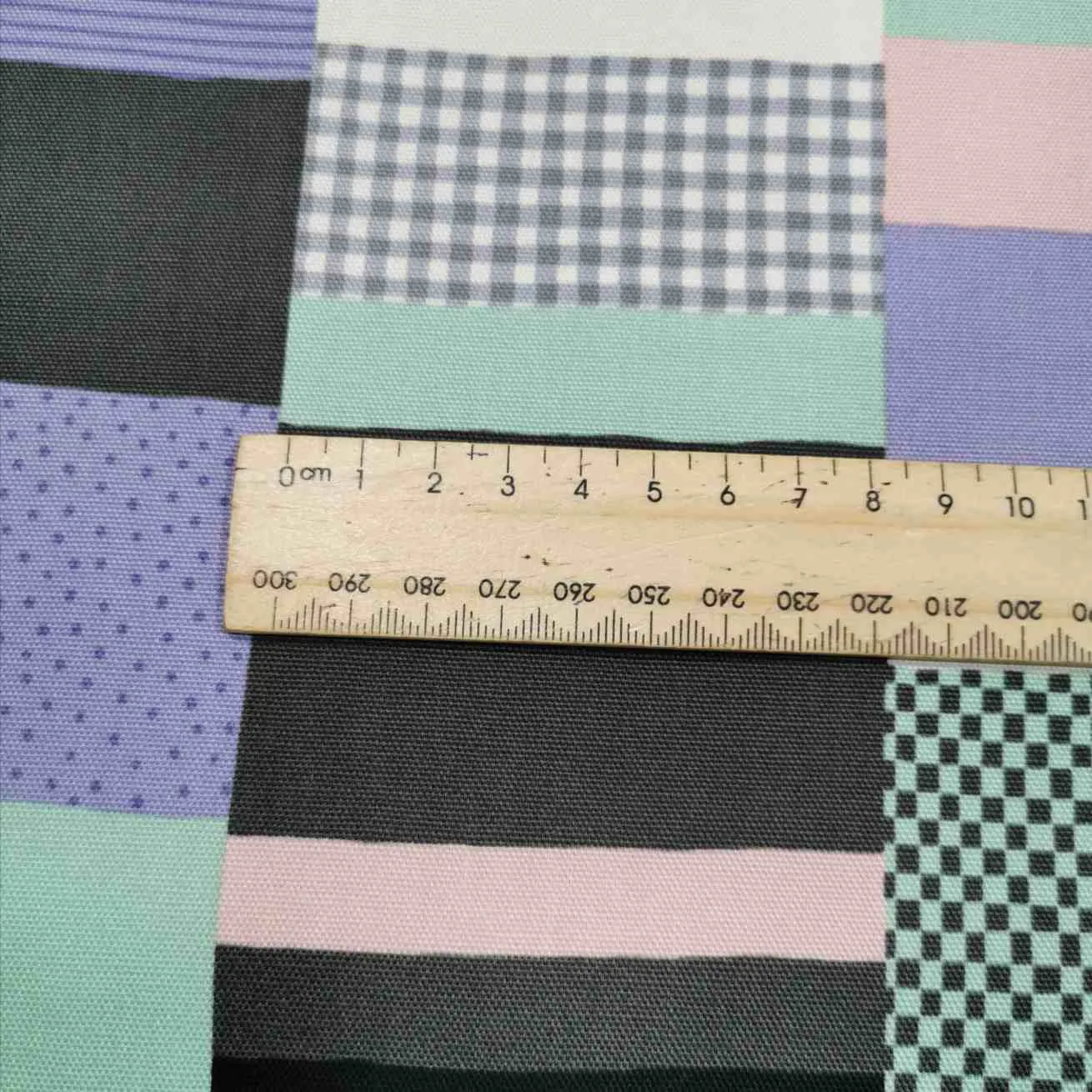 Kokka Cotton Oxford, Striped Patchwork, Black
