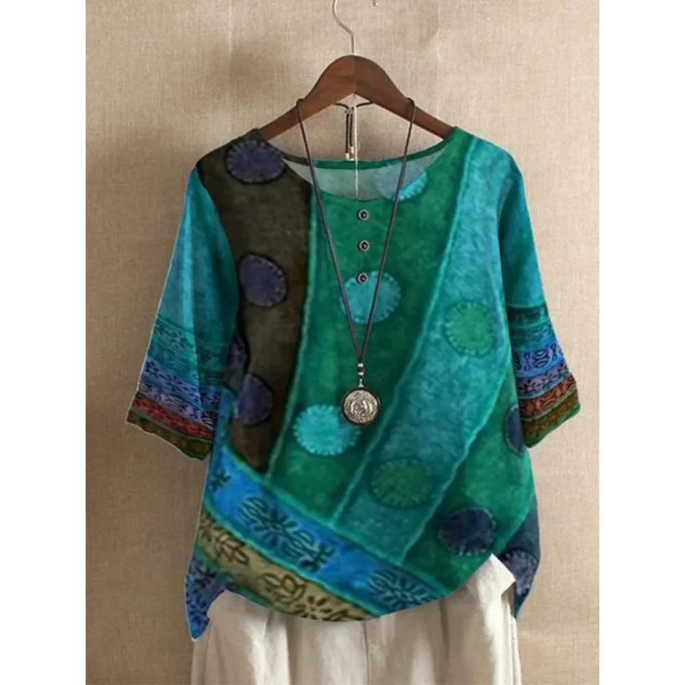 Laoise |  Comfortable Colorful Top With Half Sleeves