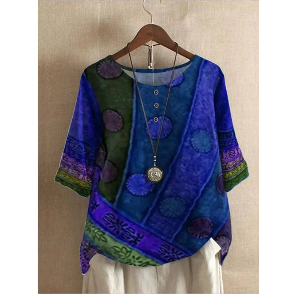Laoise |  Comfortable Colorful Top With Half Sleeves