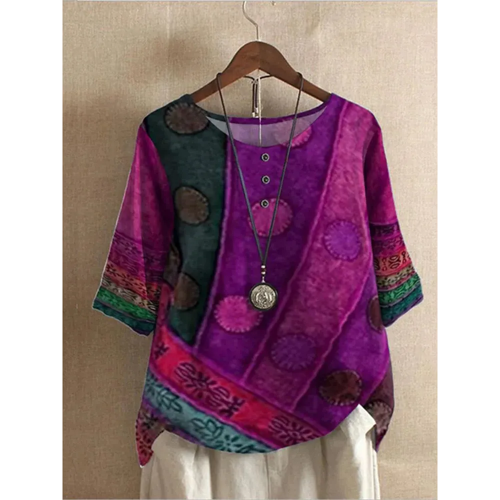 Laoise |  Comfortable Colorful Top With Half Sleeves