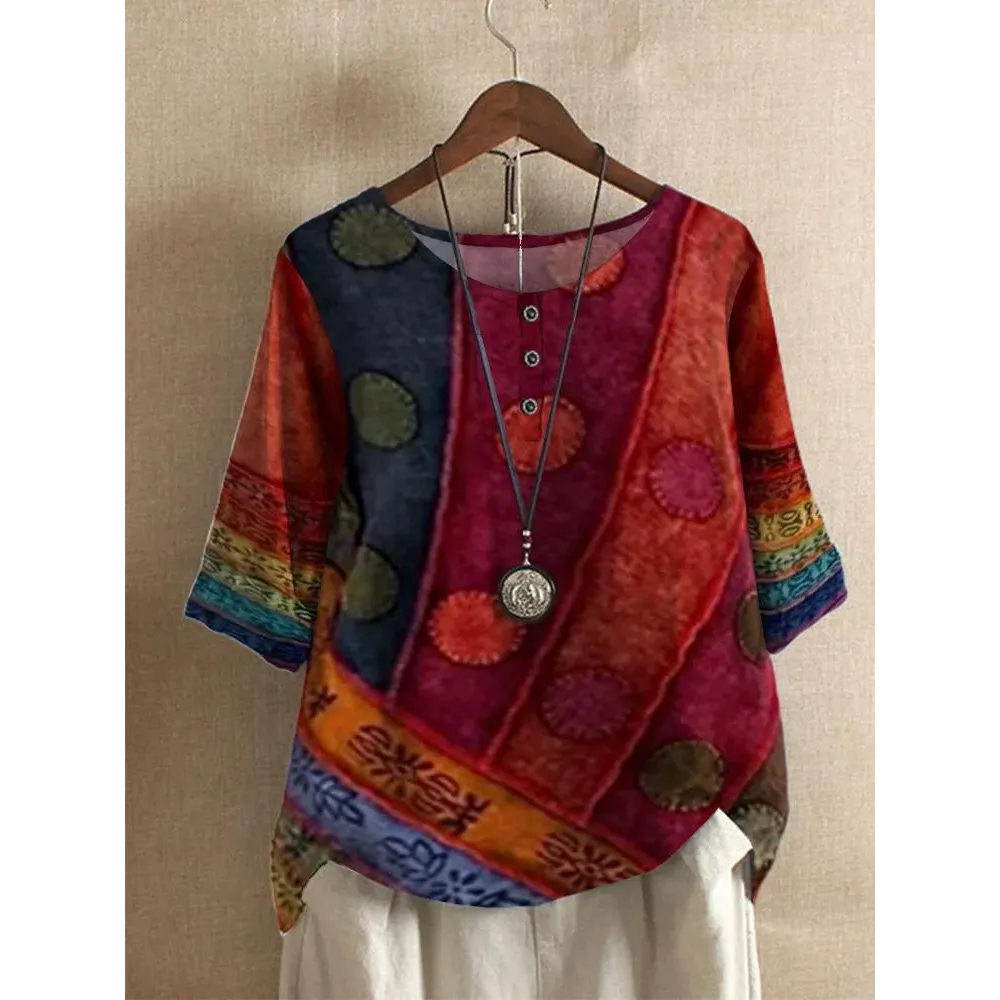 Laoise |  Comfortable Colorful Top With Half Sleeves
