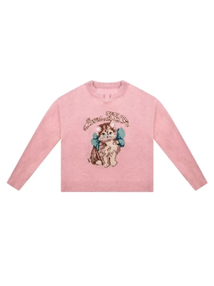 Lazy wind pink gentle soft sweater【s0000006149】