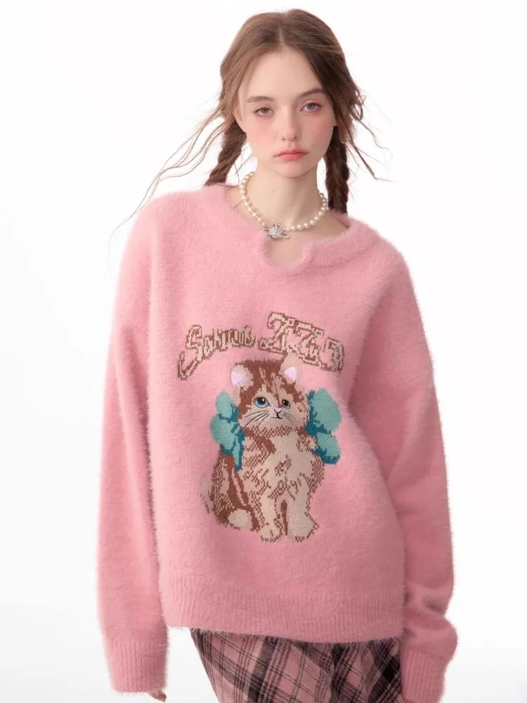 Lazy wind pink gentle soft sweater【s0000006149】