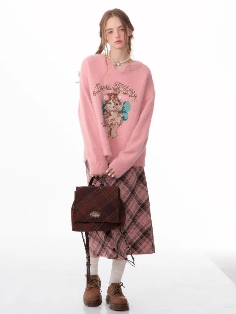 Lazy wind pink gentle soft sweater【s0000006149】