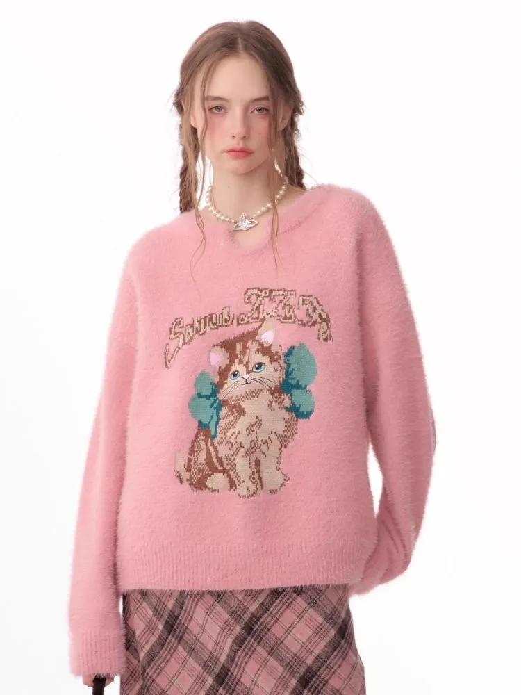 Lazy wind pink gentle soft sweater【s0000006149】