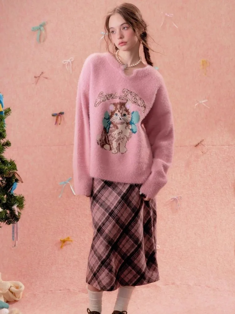Lazy wind pink gentle soft sweater【s0000006149】