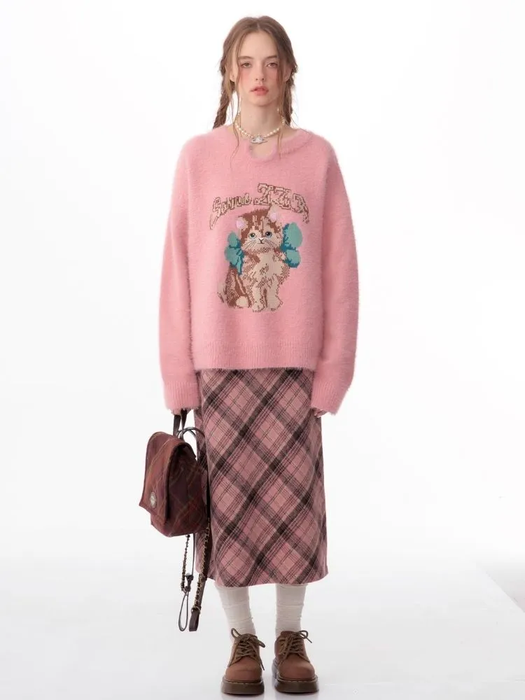 Lazy wind pink gentle soft sweater【s0000006149】