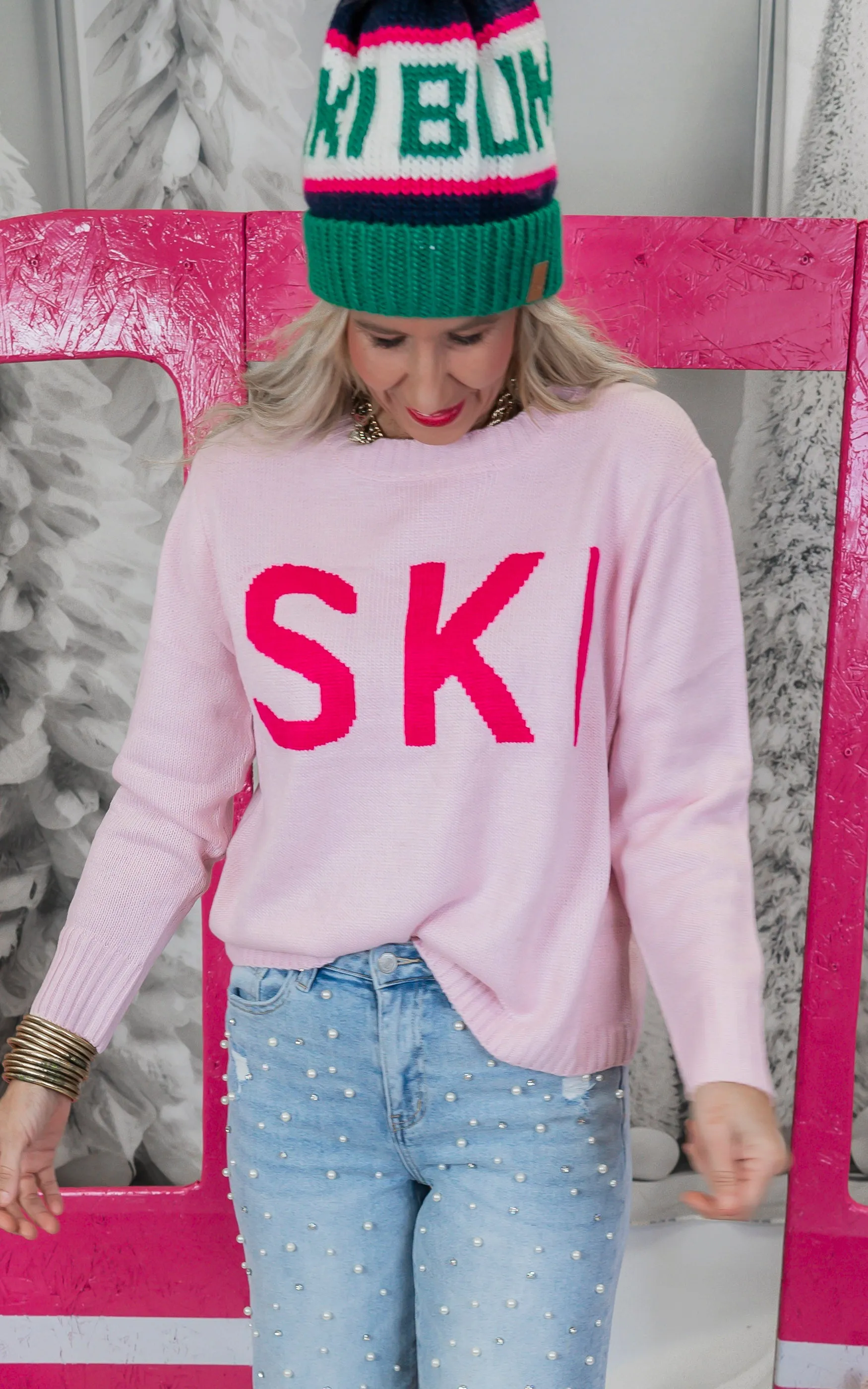 Light Pink Ski Sweater- Final Sale**