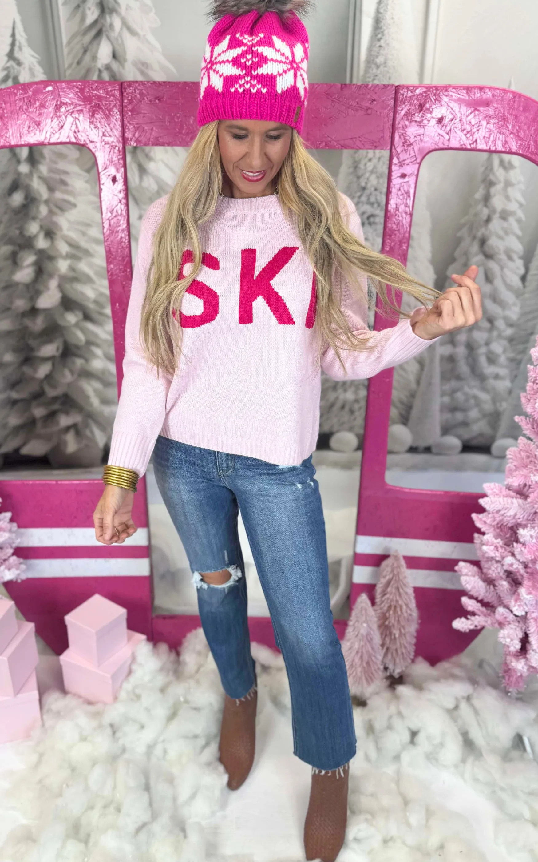 Light Pink Ski Sweater- Final Sale**