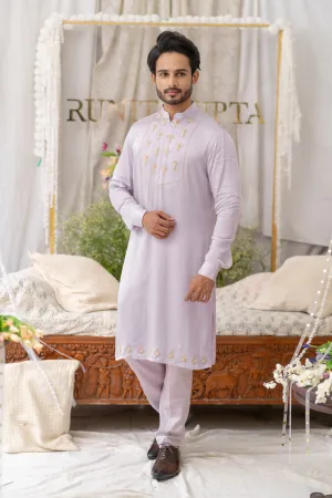 Lilac Cutpipe Embroidered Kurta Sets