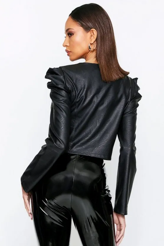 Lily leather jacket with puff sleeves | ideal for summer