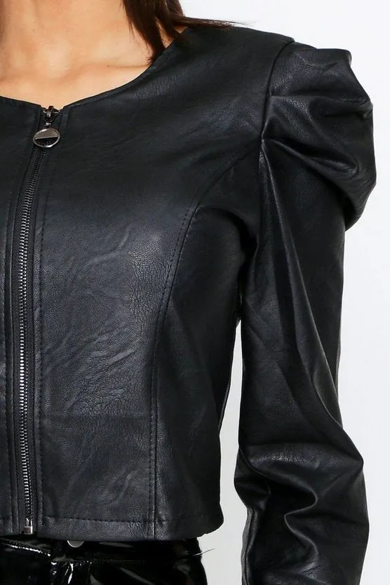 Lily leather jacket with puff sleeves | ideal for summer