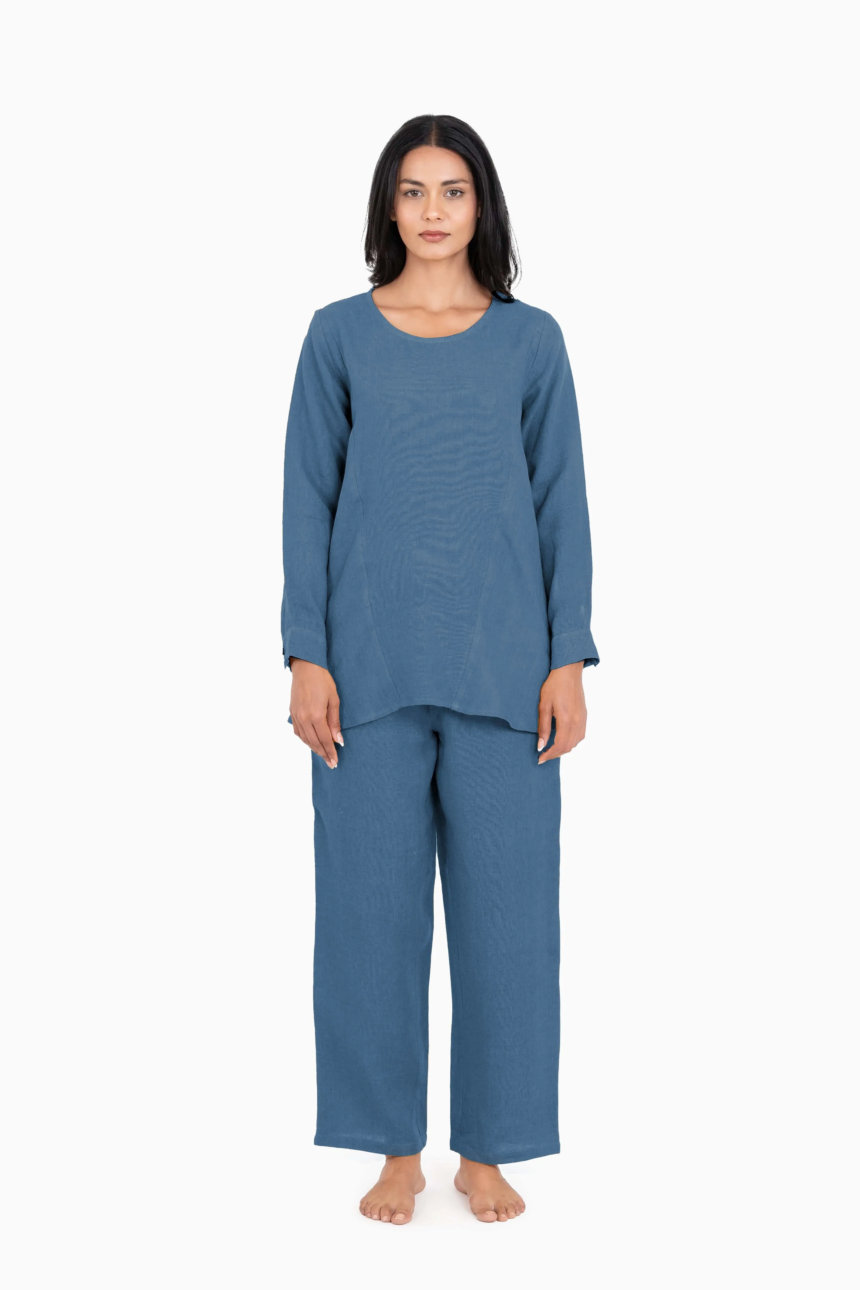 Linen Candace Co-Ord Set-Pacific Blue