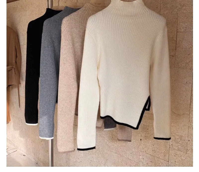 Long Flare Sleeve Basic Knit Sweaters