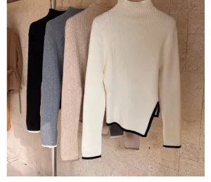 Long Flare Sleeve Basic Knit Sweaters