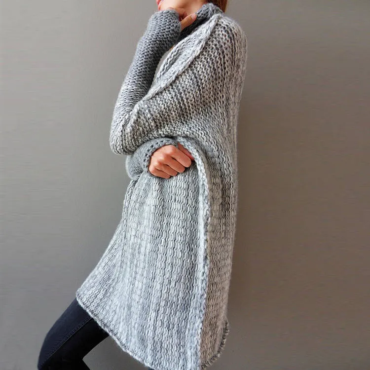 Loose Large Size Long Color Contrast Turtleneck Sweater