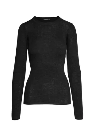 Lounge the Label II BERLIN Crew Neck Fitted Fine Knit Top - black