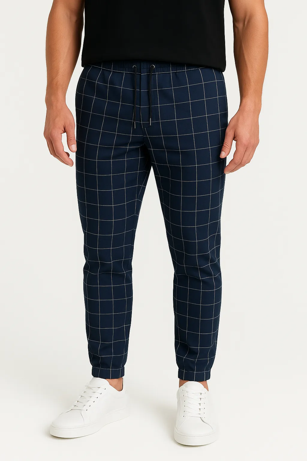 LumiNovi | Slim Pants Plaid Stretch Fit
